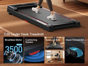 UMAY Fitness Under Desk Treadmill, High Definition Big Screen Walking Pad for Home Small, 2.5 HP Quiet Brushless, 265 LBS Capacity