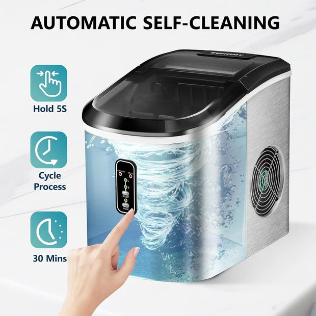 ☀️Summer Clearance Blowout! Just $39.99 🧊Auto-Cleaning 10'' Nugget Ice Countertop Ice Maker