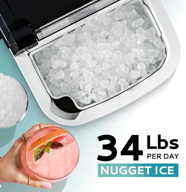 ☀️Summer Clearance Blowout! Just $39.99 🧊Auto-Cleaning 10'' Nugget Ice Countertop Ice Maker
