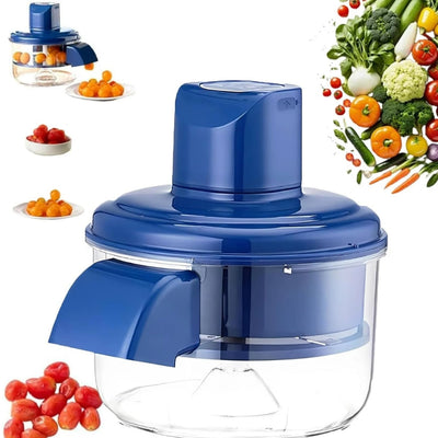 Automatic Fruit & Veggie Peeler – Multi-Functional Apple, Pear, Potato Cutter & Slicer, Grape Peeling Machine, Automatic Garlic Peeler for Grapes, Cherry Tomatoes, Garlic (Blue)