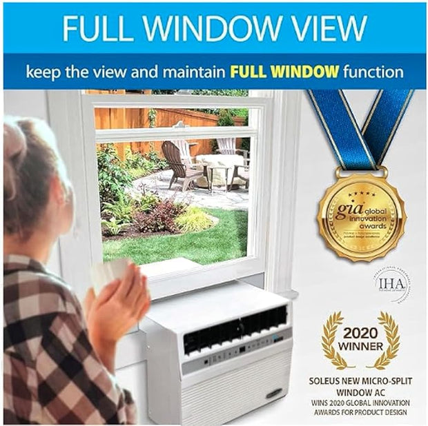 Soleus Air 12,000 BTU Window Air Conditioner with 10,000 BTU Heater, Cooling, 115 Volts, 12.5" Extra Thick Wall Compatible, Wi-Fi Enabled, Saddle Mount, and Quiet Operation in White