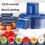 Automatic Fruit & Veggie Peeler – Multi-Functional Apple, Pear, Potato Cutter & Slicer, Grape Peeling Machine, Automatic Garlic Peeler for Grapes, Cherry Tomatoes, Garlic (Blue)