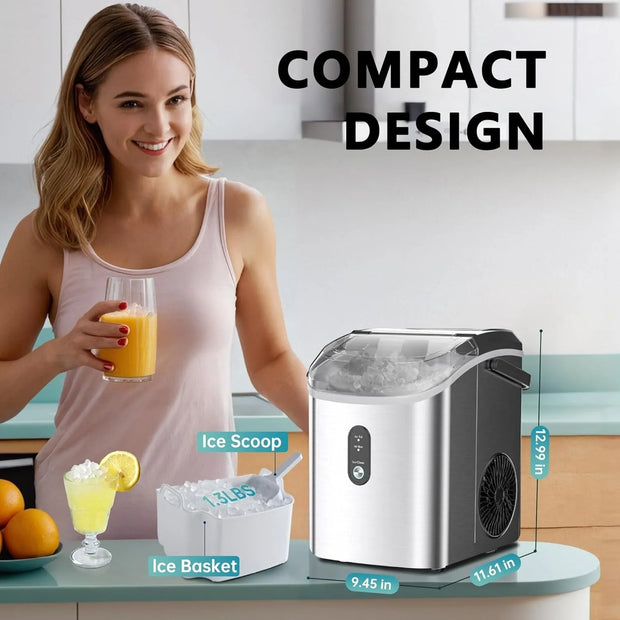 ☀️Summer Clearance Blowout! Just $39.99 🧊Auto-Cleaning 10'' Nugget Ice Countertop Ice Maker