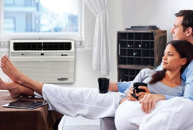Soleus Air 12,000 BTU Window Air Conditioner with 10,000 BTU Heater, Cooling, 115 Volts, 12.5" Extra Thick Wall Compatible, Wi-Fi Enabled, Saddle Mount, and Quiet Operation in White