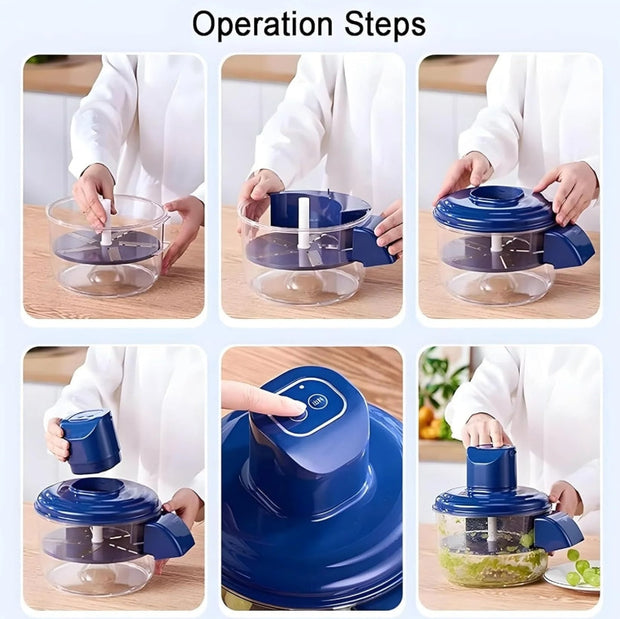 Automatic Fruit & Veggie Peeler – Multi-Functional Apple, Pear, Potato Cutter & Slicer, Grape Peeling Machine, Automatic Garlic Peeler for Grapes, Cherry Tomatoes, Garlic (Blue)