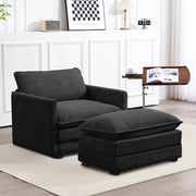 ROWHY Oversized Modular Sectional Sofa with Movable Ottoman, 112 Inch 4 Seat Modern Corduroy Sofa Set, Convertible L Shaped Couch for Living Room and Office, Beige