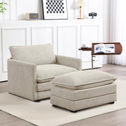 ROWHY Oversized Modular Sectional Sofa with Movable Ottoman, 112 Inch 4 Seat Modern Corduroy Sofa Set, Convertible L Shaped Couch for Living Room and Office, Beige