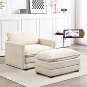 ROWHY Oversized Modular Sectional Sofa with Movable Ottoman, 112 Inch 4 Seat Modern Corduroy Sofa Set, Convertible L Shaped Couch for Living Room and Office, Beige