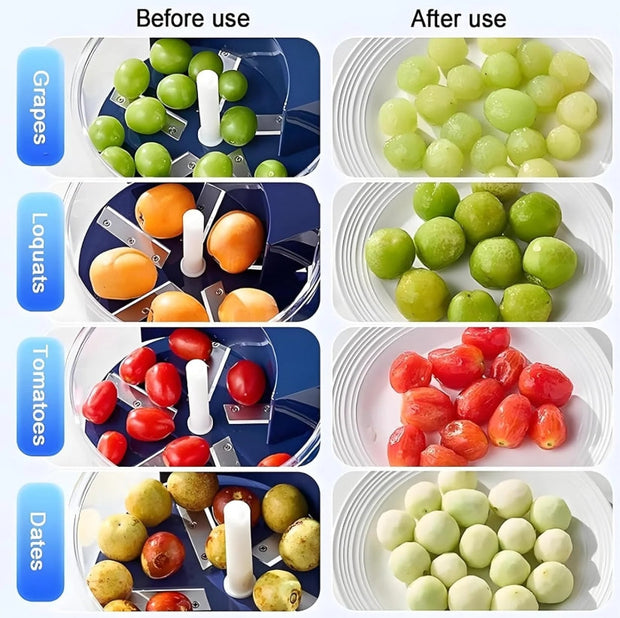 Automatic Fruit & Veggie Peeler – Multi-Functional Apple, Pear, Potato Cutter & Slicer, Grape Peeling Machine, Automatic Garlic Peeler for Grapes, Cherry Tomatoes, Garlic (Blue)