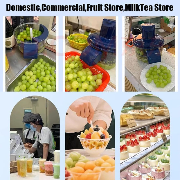 Automatic Fruit & Veggie Peeler – Multi-Functional Apple, Pear, Potato Cutter & Slicer, Grape Peeling Machine, Automatic Garlic Peeler for Grapes, Cherry Tomatoes, Garlic (Blue)