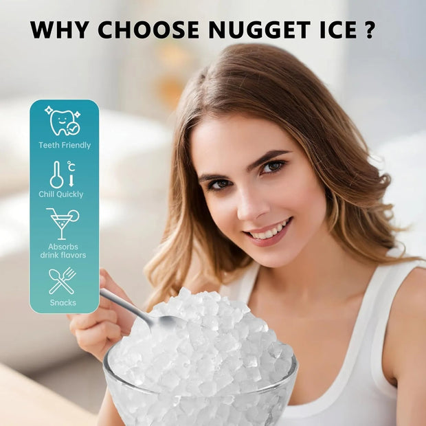 ☀️Summer Clearance Blowout! Just $39.99 🧊Auto-Cleaning 10'' Nugget Ice Countertop Ice Maker