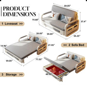 2-in-1 Multifunctional Sofa Bed w/ Adjustable Backrest & Storage