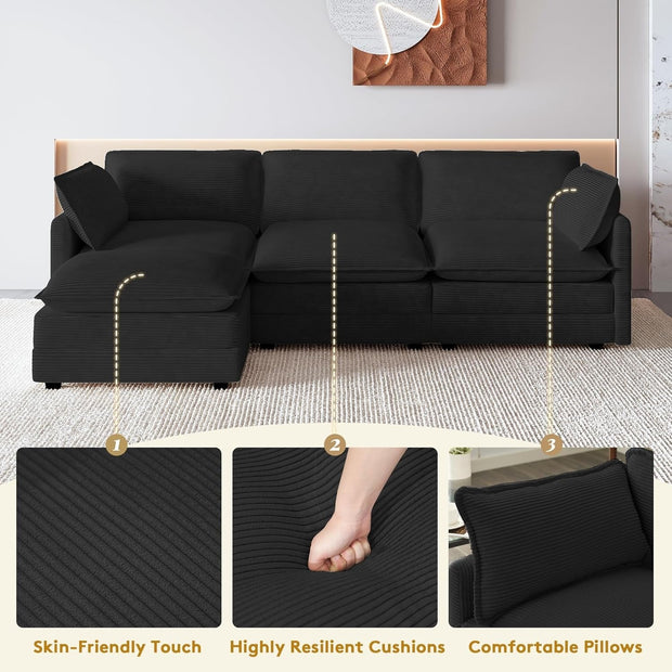 Oversized modular sofa with removable ottoman
