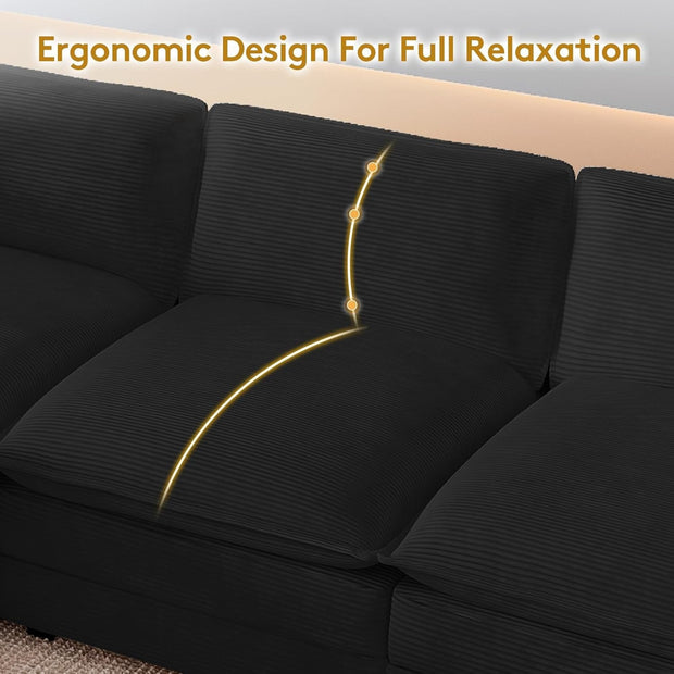 Oversized modular sofa with removable ottoman