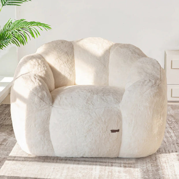 MAXYOYO Bean Bag Chair, Floral Shape Ultra Soft Faux Fur Petal Back Sofa for Adults, Single Size (Beige)